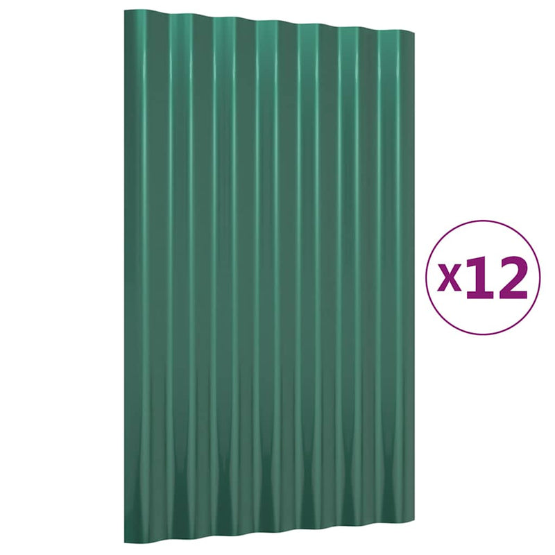 Afbeelding laden in galerijviewer, Vidaxl dakpanelen 12 st 60x36 cm gegalvaniseerd staal groen
