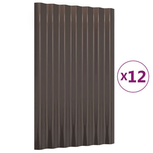 Vidaxl dakpanelen 12 st 60x36 cm gegalvaniseerd staal bruin