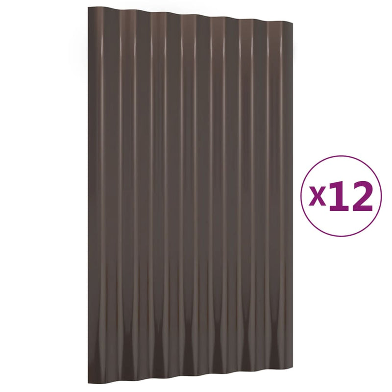 Load image into Gallery viewer, VidaXL Dakpanelen 12 st 60x36 cm gepoedercoat staal bruin
