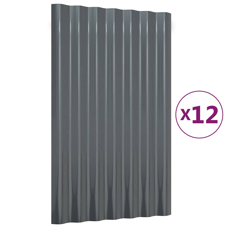 Cargue la imagen en el visor de la galería, Vidaxl dakpanelen 12 st 60x36 cm gegalvaniseerd staal antracietkleurig

