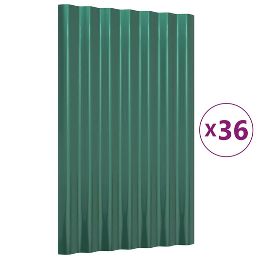 Vidaxl dakpanelen 36 st 60x36 cm gegalvaniseerd staal groen