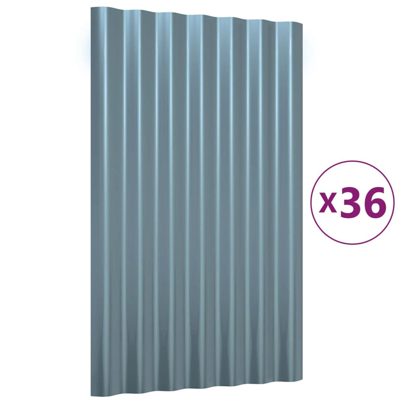 Load image into Gallery viewer, VidaXL Dakpanelen 36 st 60x36 cm gepoedercoat staal grijs
