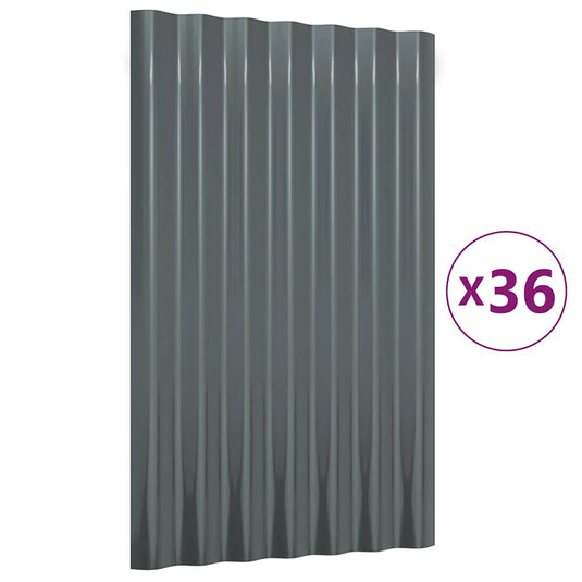 Vidaxl dakpanelen 36 st 60x36 cm gegalvaniseerd staal antracietkleurig
