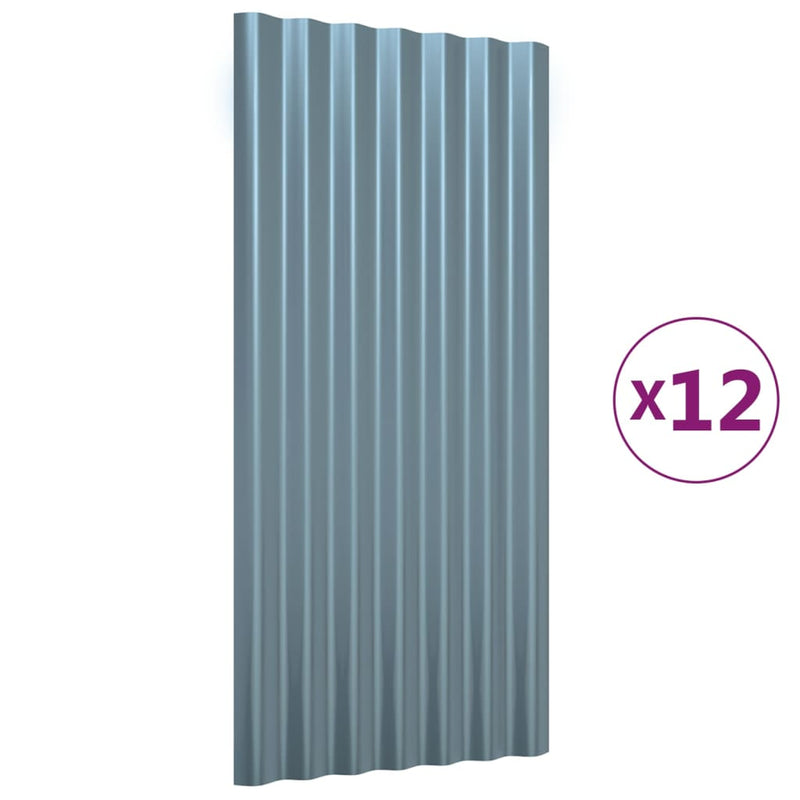 Load image into Gallery viewer, Vidaxl dakpanelen 12 st 80x36 cm gegalvaniseerd staal grijs
