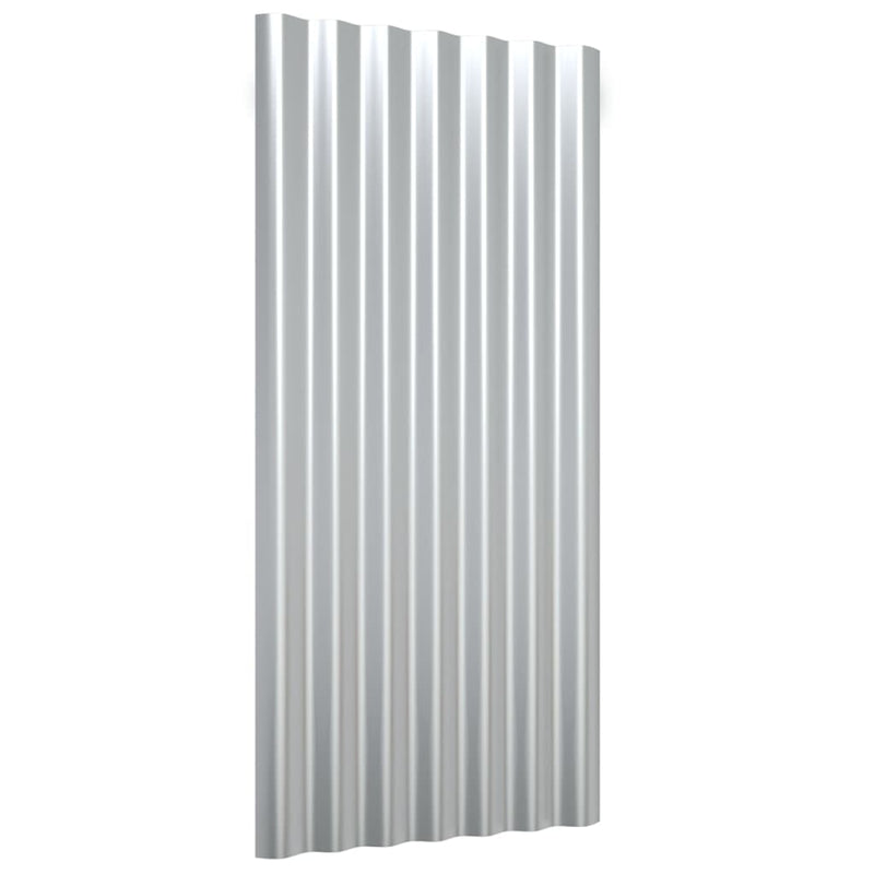 Load image into Gallery viewer, VidaXL Dakpanelen 12 st 80x36 cm gepoedercoat staal zilverkleurig
