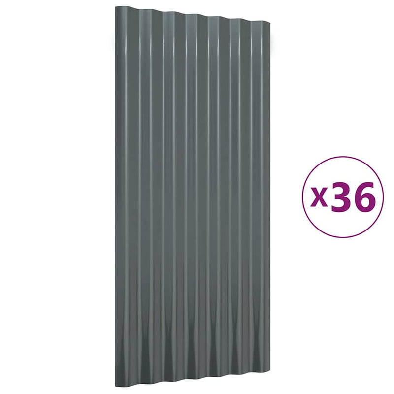 Load image into Gallery viewer, Vidaxl dakpanelen 36 st 80x36 cm gegalvaniseerd staal antracietkleurig
