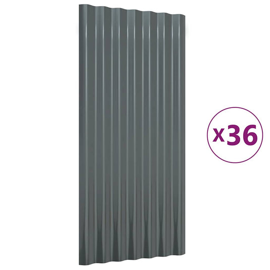 Vidaxl dakpanelen 36 st 80x36 cm gegalvaniseerd staal antracietkleurig