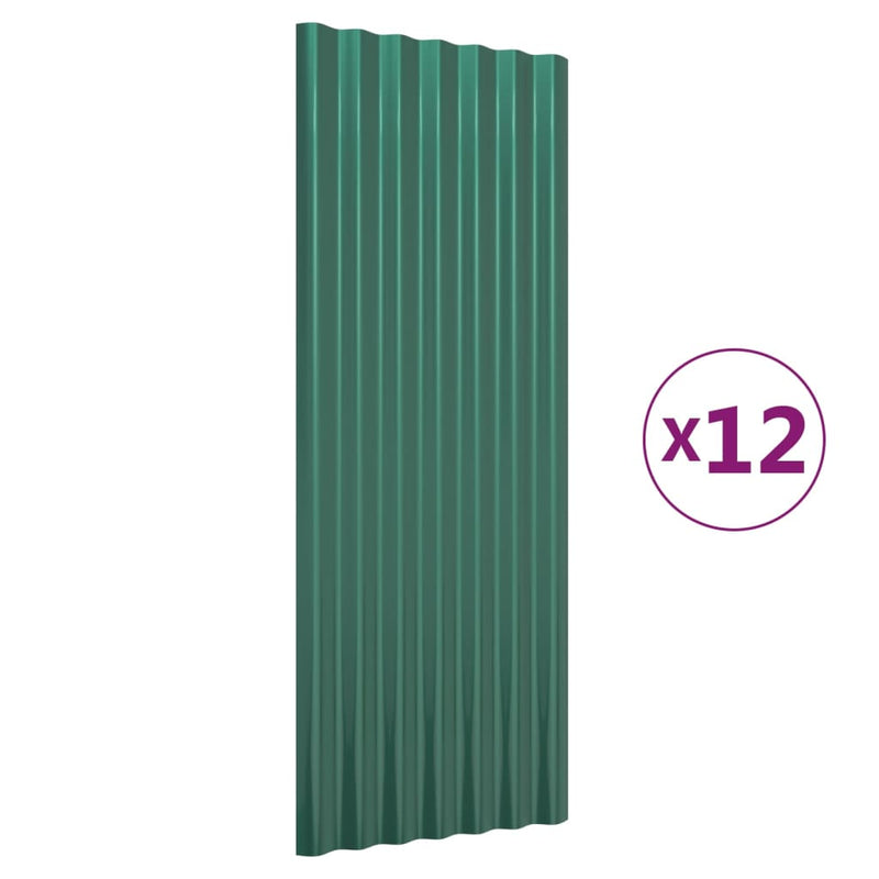 Load image into Gallery viewer, Vidaxl dakpanelen 12 st 100x36 cm gegalvaniseerd staal groen
