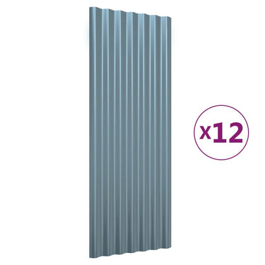 Vidaxl dakpanelen 12 st 100x36 cm gegalvaniseerd staal grijs