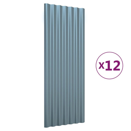 Vidaxl dakpanelen 12 st 100x36 cm gegalvaniseerd staal grijs