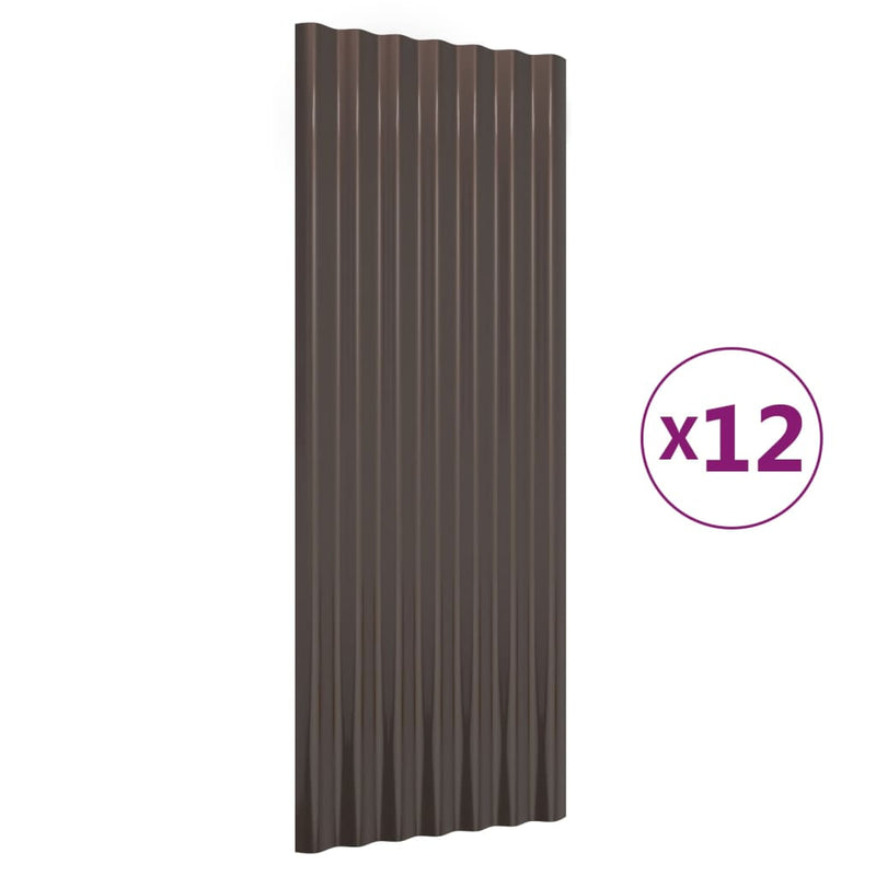 Load image into Gallery viewer, Vidaxl dakpanelen 12 st 100x36 cm gegalvaniseerd staal bruin
