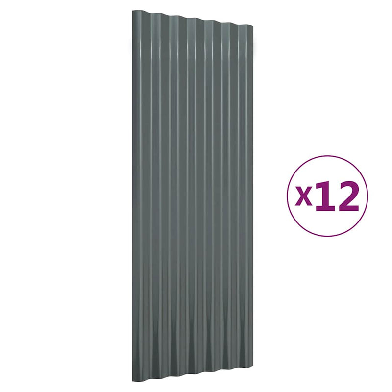 Load image into Gallery viewer, Vidaxl dakpanelen 12 st 100x36 cm gegalvaniseerd staal antracietkleurig
