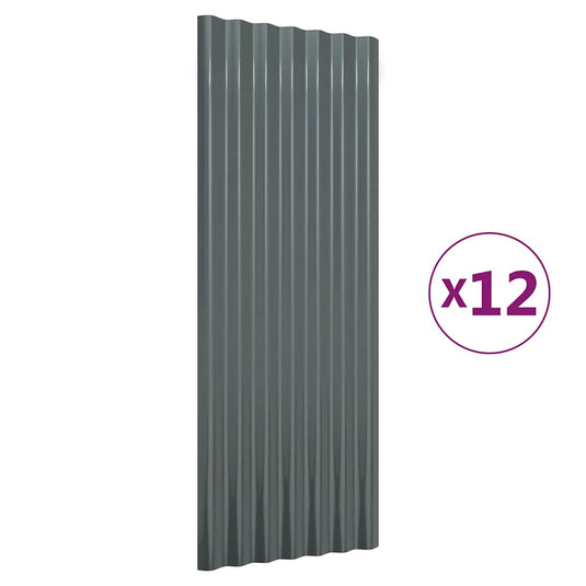 Vidaxl dakpanelen 12 st 100x36 cm gegalvaniseerd staal antracietkleurig