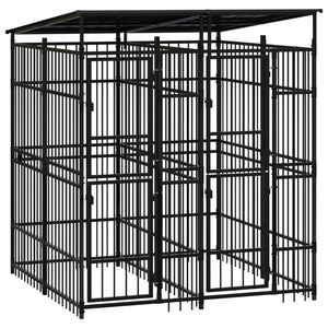 VidaXL Hondenkennel met dak 3,69 m² staal