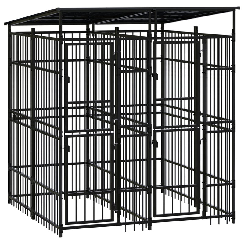 Load image into Gallery viewer, VidaXL Hondenkennel met dak 3,69 m² staal
