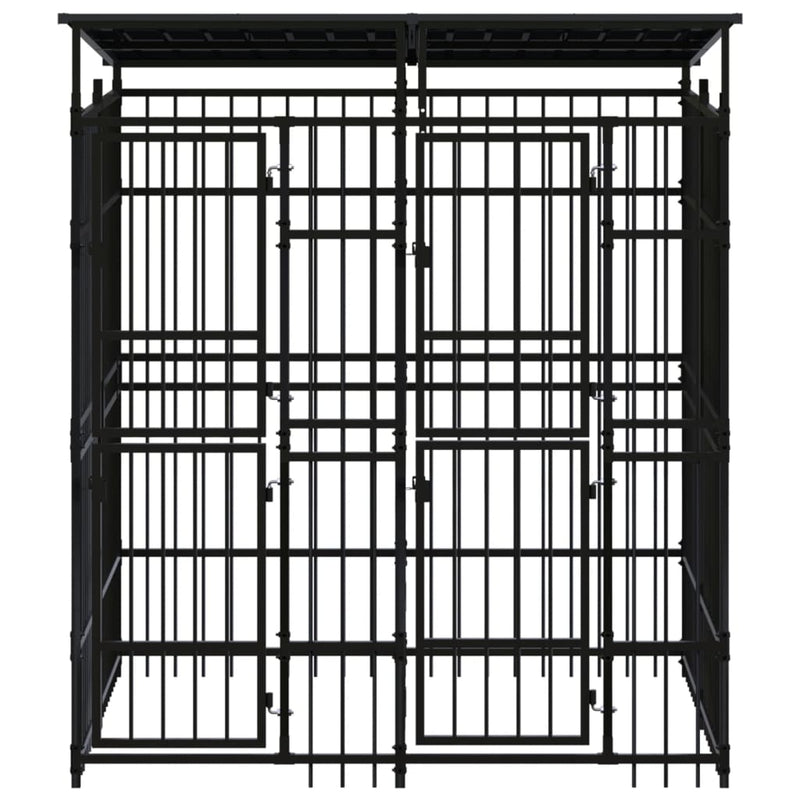 Load image into Gallery viewer, VidaXL Hondenkennel met dak 3,69 m² staal
