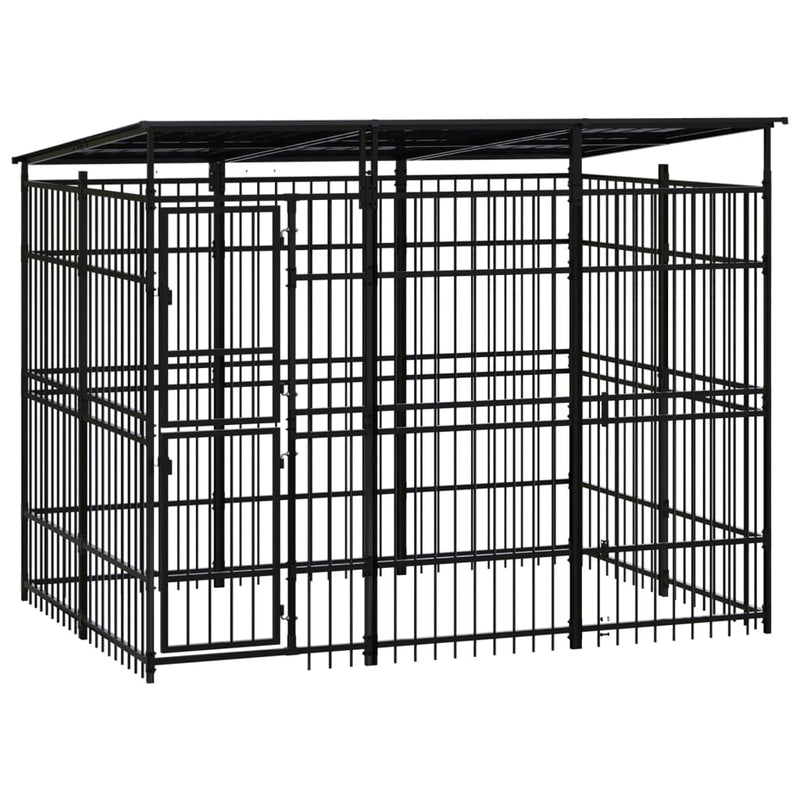 Load image into Gallery viewer, VidaXL Hondenkennel met dak 5,53 m² staal
