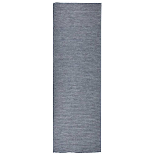 Vidaxl buitenkleed platgeweven 80x250 cm blauw