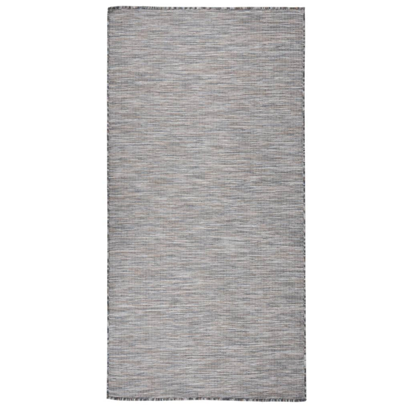 Load image into Gallery viewer, Vidaxl buitenkleed platgeweven 100x200 cm bruin en blauw
