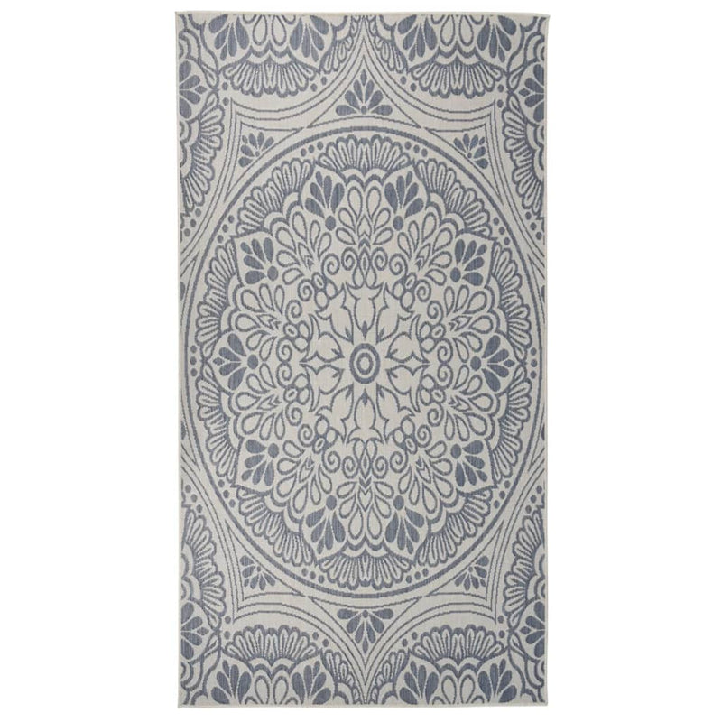 Load image into Gallery viewer, Vidaxl buitenkleed met patroon platgeweven 80x150 cm blauw
