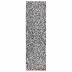 Vidaxl buitenkleed met patroon platgeweven 80x250 cm blauw