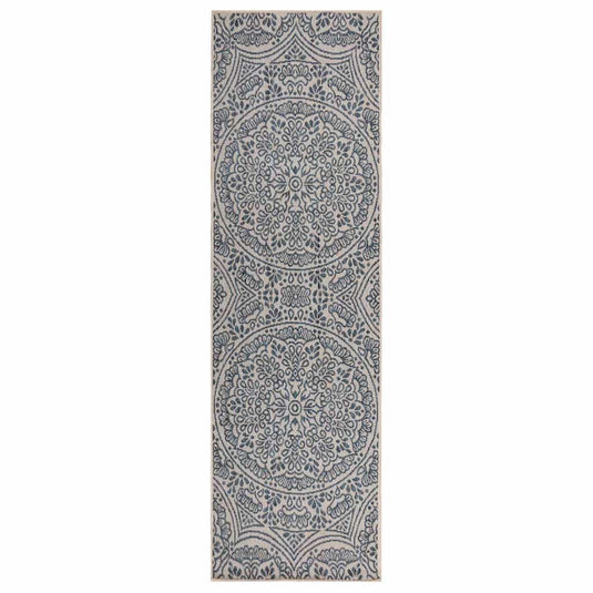 Vidaxl buitenkleed met patroon platgeweven 80x250 cm blauw