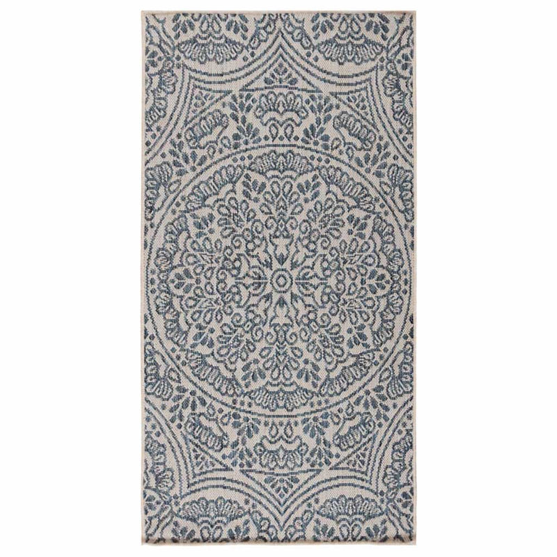 Chargez l'image dans la visionneuse de la galerie, Vidaxl buitenkleed met patroon platgeweven 100x200 cm blauw
