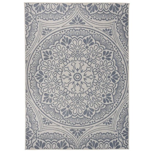 Vidaxl buitenkleed met patroon platgeweven 120x170 cm blauw