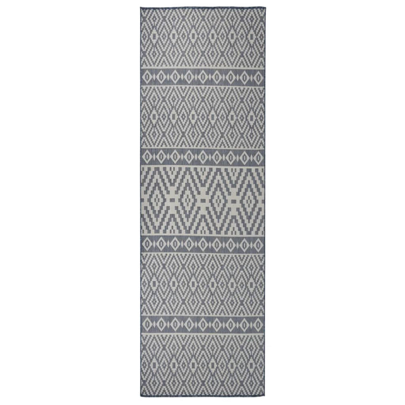 Load image into Gallery viewer, Vidaxl buitenkleed met patroon platgeweven 80x250 cm blauw
