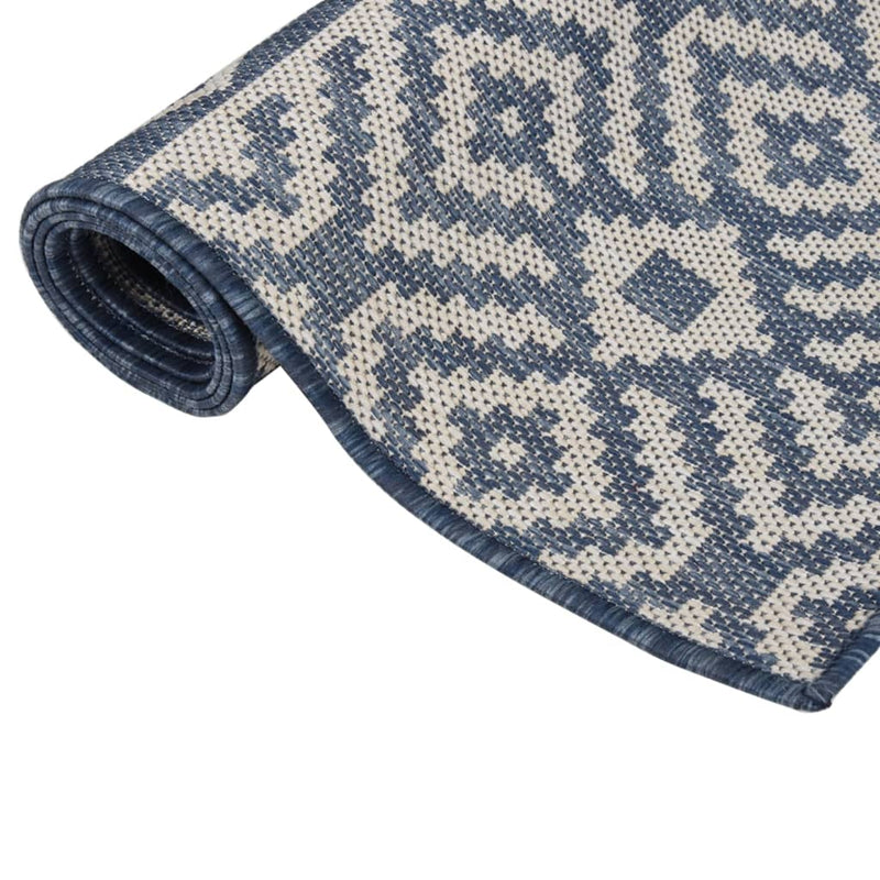 Load image into Gallery viewer, Vidaxl buitenkleed met patroon platgeweven 80x250 cm blauw
