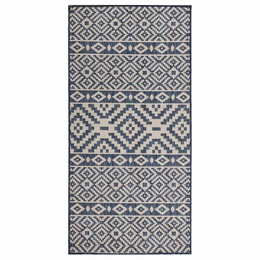 Vidaxl buitenkleed met patroon platgeweven 100x200 cm blauw