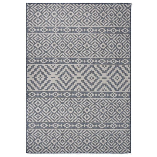 Vidaxl buitenkleed met patroon platgeweven 160x230 cm blauw