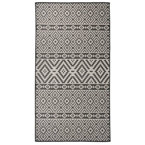 Vidaxl buitenkleed met patroon platgeweven 80x150 cm zwart