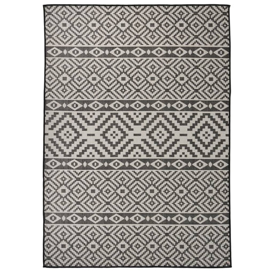 Vidaxl buitenkleed met patroon platgeweven 120x170 cm zwart