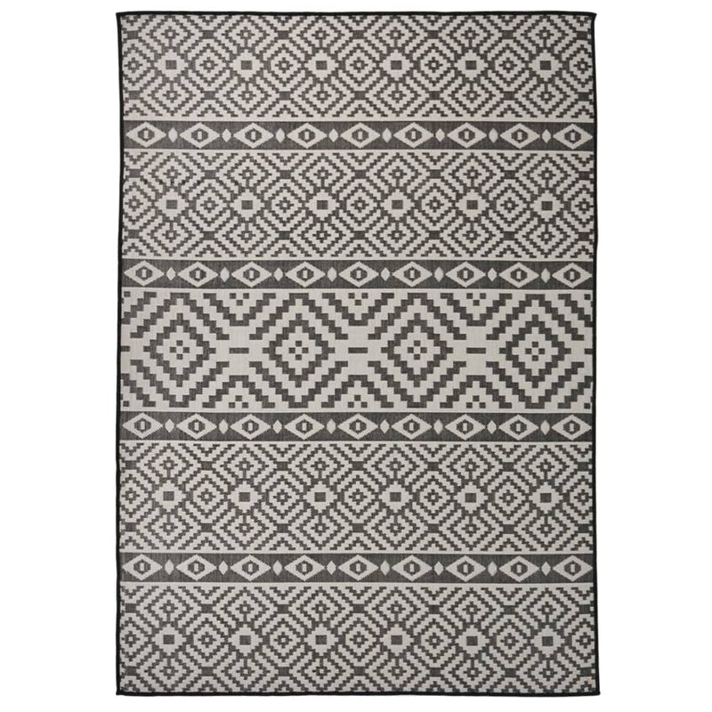 Load image into Gallery viewer, Vidaxl buitenkleed met patroon platgeweven 140x200 cm zwart
