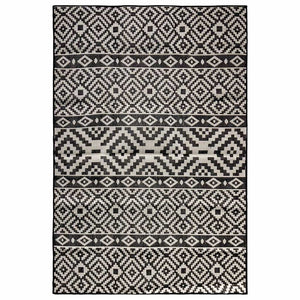Vidaxl buitenkleed met patroon platgeweven 140x200 cm zwart