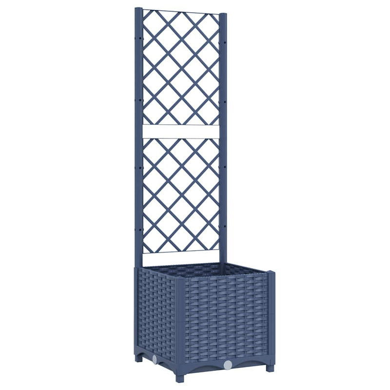 Load image into Gallery viewer, Vidaxl plantenbak met trellis blauwgrijs 40x40x136 cm pp
