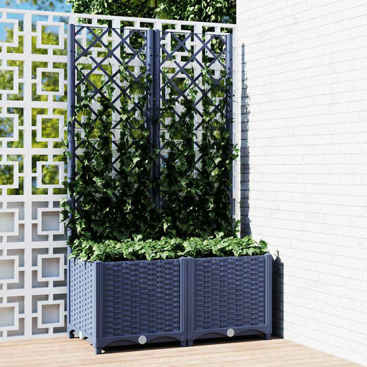 Vidaxl plantenbak met trellis blauwgrijs 80x40x136 cm pp