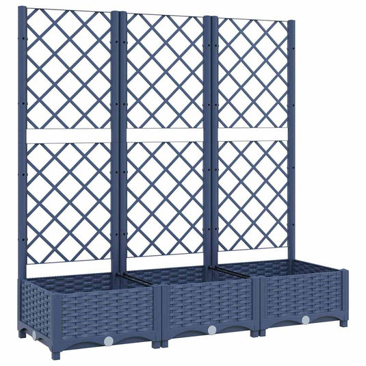 Vidaxl plantenbak met latwerk 120x40x121,5 cm polypropeen blauwgrijs
