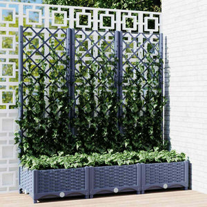 Vidaxl plantenbak met latwerk 120x40x121,5 cm polypropeen blauwgrijs