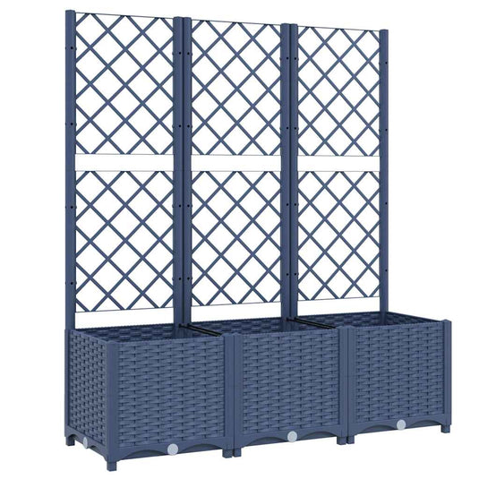 Vidaxl plantenbak met latwerk 120x40x136 cm polypropeen blauwgrijs