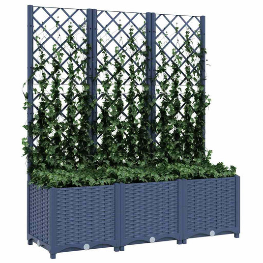 Vidaxl plantenbak met latwerk 120x40x136 cm polypropeen blauwgrijs