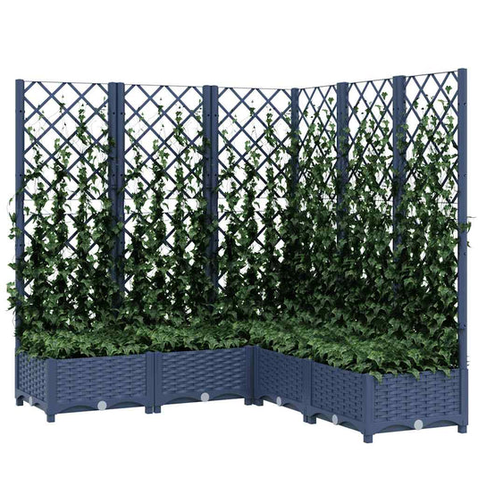 Vidaxl plantenbak met latwerk 120x120x121,5 cm polypropeen blauwgrijs