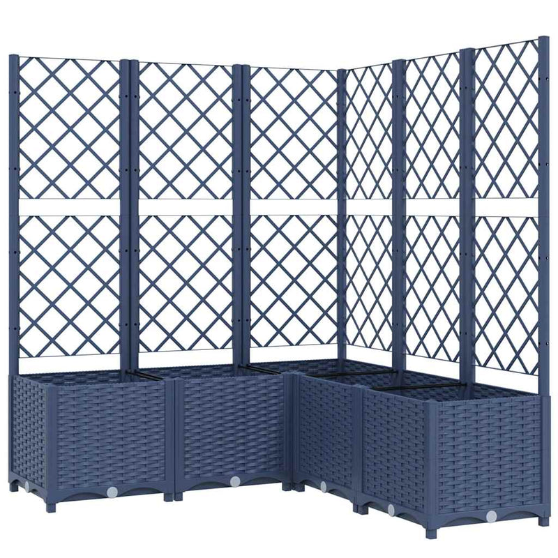 Load image into Gallery viewer, Vidaxl plantenbak met latwerk 120x120x136 cm polypropeen blauwgrijs
