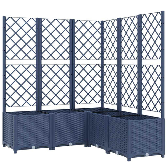 Vidaxl plantenbak met latwerk 120x120x136 cm polypropeen blauwgrijs