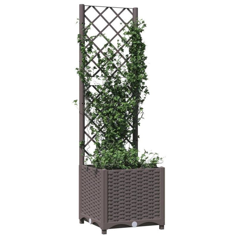 Load image into Gallery viewer, Vidaxl plantenbak met latwerk 40x40x136 cm polypropeen bruin
