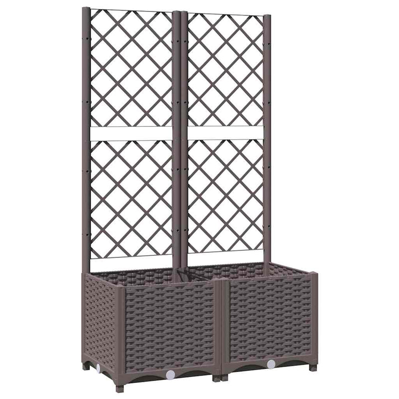 Load image into Gallery viewer, Vidaxl plantenbak met latwerk 80x40x136 cm polypropeen bruin
