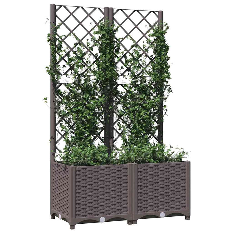 Load image into Gallery viewer, Vidaxl plantenbak met latwerk 80x40x136 cm polypropeen bruin
