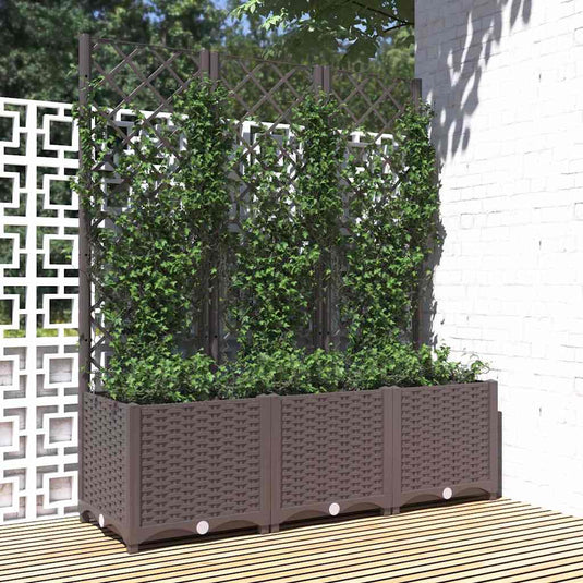 Vidaxl plantenbak met trellis bruin 120x40x136 cm pp