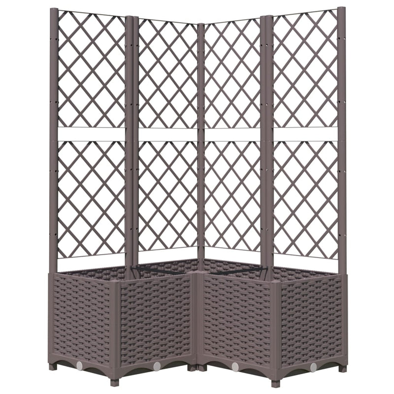 Load image into Gallery viewer, Vidaxl plantenbak met latwerk 80x80x136 cm polypropeen bruin
